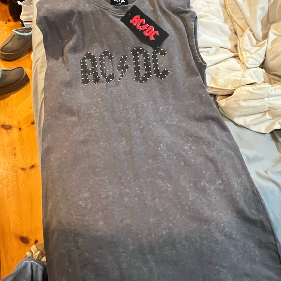 AC/DC Charcoal Tee dress with  Studded Logo - Picture 3 of 4